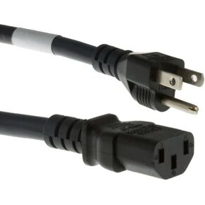Heavy Duty Computer Power Cord 14 AWG, 15A/125V 5-15P to C13, (NEMA 5-15P to IEC-60320-C13) 3 ft, 3 Prong Power Cord, Black Lifetime Wty