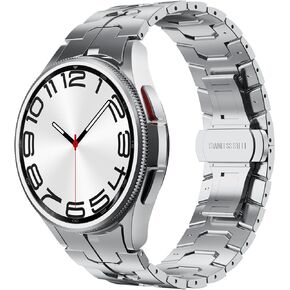 FULLIFE Compatible with Samsung Galaxy Watch 7 6 5 4 FE 40mm 44mm Band for Men, Stainless Steel with Folding Clasp No Gap Galaxy Watch 6 Classic 5 Pro 4 Classic Band 47mm 45mm 42mm 46mm, Black