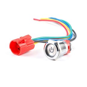 YJ-GQ16-G 16mm Metal Button Switch Latching Green Pushbutton Switch 24V Angel Eye Green LED Light 5 Wire 16mm Metal Button Switch Socket Wire Socket Plug