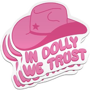 (3PCS) Hot Pink Sticker In Dolly We Trust Stickers Cowboy Cowgirl, Country Die-Cut Waterproof Vinyl Sticker for Water Bottle Tumbler Phone Case Laptop Cars Helmet Decal Gifts For Girl Women (3 inches)