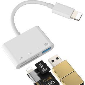 Micro Sd Card Reader Memory TF Accessories Phone Lightning to USB Adapter OTG Connector Iphone 13 12 11 X XS Ipad Male Converter Apple Splitter and Charger Charge Female Port Camera Keyboard Mouse