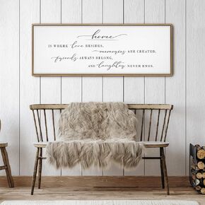 GraceView Home Is Where Love Resides Framed Canvas Wall Decor - 42"x15" Heartwarming Wall Art For Cozy Homes - Fade-resistant Print - Easy Setup In 5 Minutes - Premium Quality (Black) in Kuwait