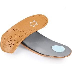 Orthotic Insoles Arch Support 3/4 Plantar Fasciitis Inserts with Metatarsal Pad Heel Cushion,Ultra Light Thin Leather for Flat feet Semi-Rigid Foot Arch,Walking (US Women 6.5-7.5 EU 37-38）