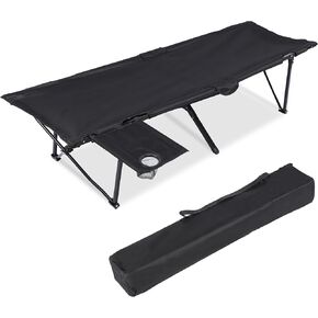 YSSOA Folding Camping Cot with Storage Bag for Adults, Portable and Lightweight Sleeping Bed for Outdoor Traveling, Hiking, Easy to Set up (Color: Black)
