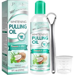 Coconut Mint Oil Pulling Mouthwash, Natural Coconut Oil Mint Mouthwash Keeps Breath Fresh Suitable for Dates and Daily Oral Care, White Teeth & Healthy Gums (8 Fl Oz (Pack of 1))
