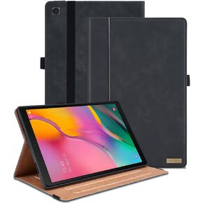 Case for Samsung Galaxy Tab A 10.1 2019 (SM-T510/T515) Multi-Angle Viewing Smart Cover with Pocket, Business PU Leather with Card Slot for Galaxy Tab A 10.1 Inch 2019 Tablet, Black