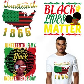 Juneteenth Iron on Heat Transfer Stickers Juneteenth Iron on Decals Black Women Iron on Patches Juneteenth Letter Emancipation Design Vinyl Appliques Sticker for t-Shirt Pillow Cover DIY Decorations