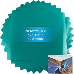 KISSWILL Black HTV Heat Transfer Vinyl - 10 Pack 12" x 10" PU Iron on Vinyl Bundle Sheet for T-Shirts
