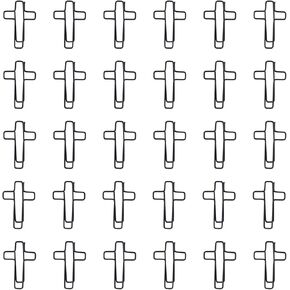 SOWAKA 30 Pcs Cross Bookmarks Metal 3.4 x 2.3 cm Bible Small Cute Paper Clips Supplies for Students Journaling Notebook Document Organization School Office Accessories (Black)