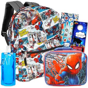 Spiderman Backpack & Lunch Box Set - Bundle: Spidey Spiderverse School Supplies