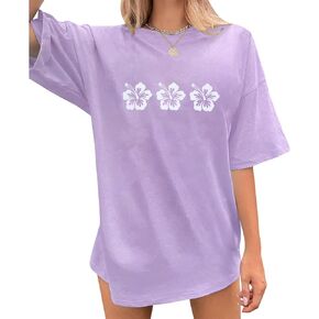 Women's Oversized T Shirts Hawaiian Shirts: Graphic Tees Letter Print Casual Crew Neck Trendy Loose Summer Tops