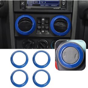 4PCS Dash AC Air Conditioning Vent Cover Trim Decoration Ring Interior Accessories Compatible with Jeep Wrangler JK JKU 2007-2010 (Blue)