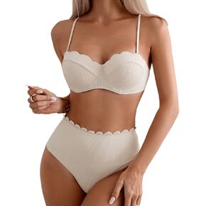 Floerns Women's 2 Piece Bikini Sets Scallop Trim High Waisted Bathing Suits in Saudi Arabia