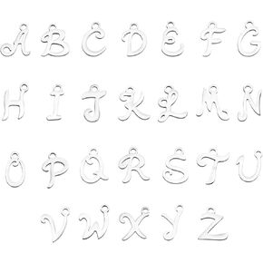 MECCANIXITY A-Z Letter Charm Jewelry Charm Enamel Initial Charm Silver Pendant Charm for Jewelry Making, Bracelet, Craft 3 Set (78Pcs)