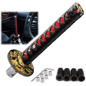 EZAUTOWRAP 20cm Black Red Shift Knob Samurai Sword Alloy Katana with Adapter Universal