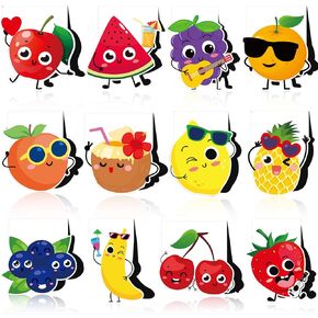 Patelai 48 Pcs Scented Bookmarks Scratch and Sniff Bookmarks for Kid Magnetic Mini Assorted Bulk Magnet Set Fruit Theme Page Clip Markers Reading, Bookclub, Positive Bookmark, 12 Styles