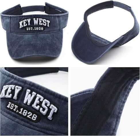 Women's Sun Visor Hats Key West Embroidered Empty Top Baseball Cap for Running Golf in Saudi Arabia