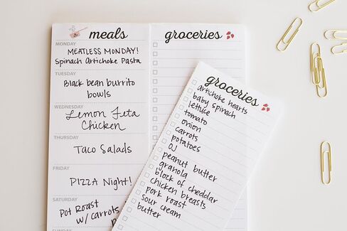Weekly Meal Planner Notepad By Julianne & Co. - Food Planning Organizer And Grocery List Pad, 52 Premium A5 Pages, with Tear Away Perforated Shopping List (Blue China Print - NO Fridge Magnet) in Saudi Arabia