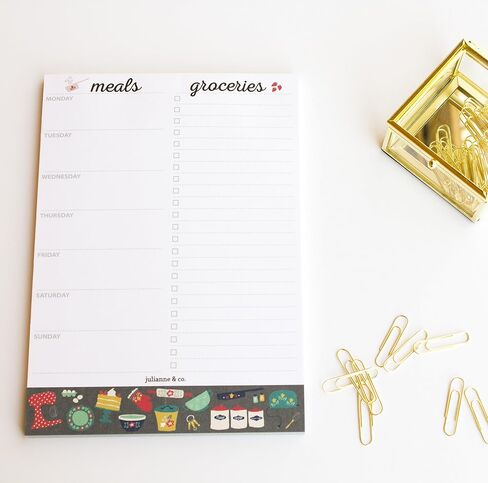 Weekly Meal Planner Notepad By Julianne & Co. - Food Planning Organizer And Grocery List Pad, 52 Premium A5 Pages, with Tear Away Perforated Shopping List (Blue China Print - NO Fridge Magnet) in Saudi Arabia