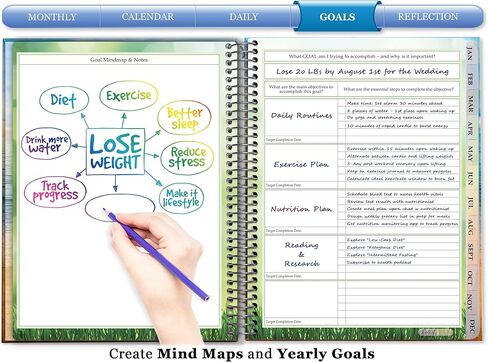 Tools4Wisdom Planner 2024-2025 - تقويم يونيو 2024-2025 - غلاف فني مقاس 8.5 × 11 بوصة - مخطط يومي أسبوعي شهري - M4J5 - فكر بإيجابية in Kuwait
