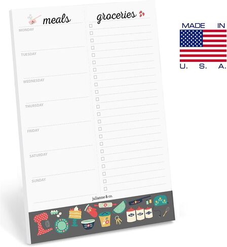 Weekly Meal Planner Notepad By Julianne & Co. - Food Planning Organizer And Grocery List Pad, 52 Premium A5 Pages, with Tear Away Perforated Shopping List (Blue China Print - NO Fridge Magnet) in Saudi Arabia