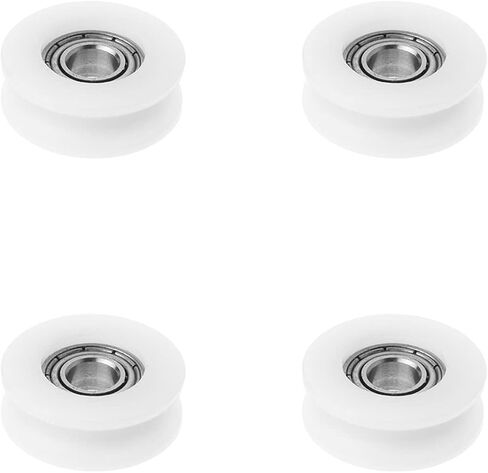 بكرة بلاستيكية من النايلون من MroMax عجلة أخدود على شكل حرف U مقاس 4 × 18 × 6 مم عجلة كروية للسكك الحديدية لقيادة المعدات الميكانيكية والأبواب والنوافذ باللون الأبيض 4 قطع in Kuwait