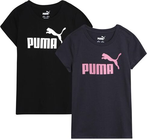 PUMA Girls T Shirts - 2 Pack Short Sleeve Logo Graphic Tees - Casual Everyday Athletic Shirts for Girls (Sizes: S-XL) in Saudi Arabia