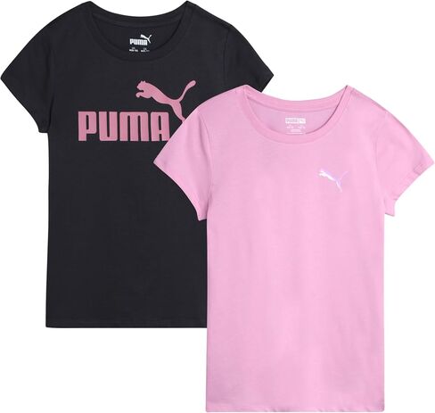 PUMA Girls T Shirts - 2 Pack Short Sleeve Logo Graphic Tees - Casual Everyday Athletic Shirts for Girls (Sizes: S-XL) in Saudi Arabia