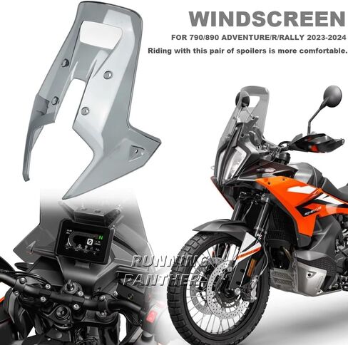 منحرفات الزجاج الأمامي لـ 790 890 ADV Adventure R Rally 2023-2024، ملحقات حاجب الرياح من الأكريليك الأمامي للدراجة النارية لـ 790 890 ADV R Rally (رمادي دخاني) in Kuwait