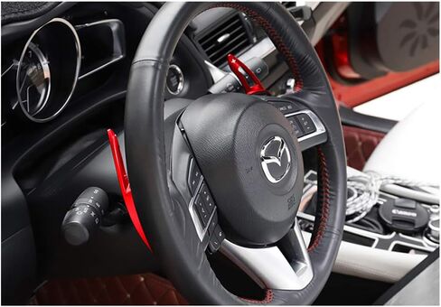 HIBEYO Sports Red Replacement for for Mazda 3 6 Axela Atenza CX9 CX3 CX5 MX5 Mazda3 Aluminium Alloy Shift Paddle CNC Billet Steering Wheel Shifter Paddlers Extension in Kuwait