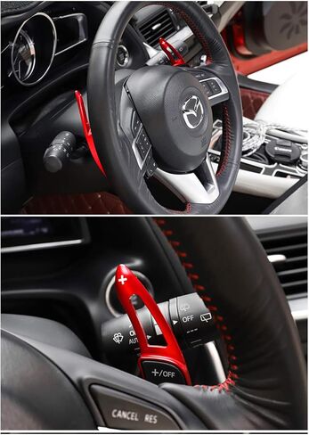 HIBEYO Sports Red Replacement for for Mazda 3 6 Axela Atenza CX9 CX3 CX5 MX5 Mazda3 Aluminium Alloy Shift Paddle CNC Billet Steering Wheel Shifter Paddlers Extension in Kuwait