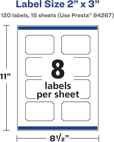 Avery Matte White Removable Rectangle Scalloped Labels with Sure Feed Technology, Print-to-The-Edge, 2" x 3", 200 Removable Labels, Laser/Inkjet Printable Labels in Saudi Arabia