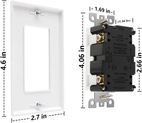 10 Pack - POWAWINI GFCI Outlet 15 Amp, UL Listed, Self-Test with LED Indicator, Tamper-Resistant, Weather Resistant Receptacle Indoor or Outdoor Use with Decor Wall Plates and Screws (White) in Saudi Arabia