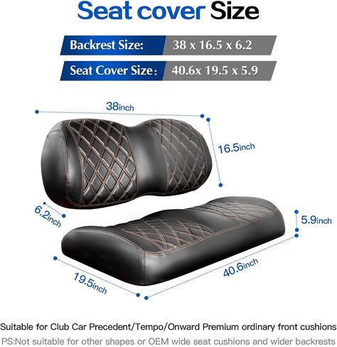 NOKINS Golf Cart P Diamond Leather seat Cover for it Club Car Precedent/Tempo/Onward Premium,No Stapler Required, Golf Cart Vinyl Replacement Seat Cover in Saudi Arabia
