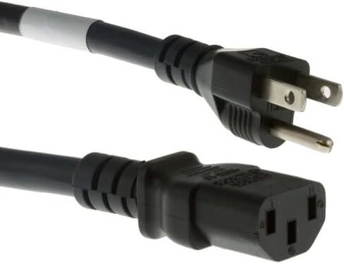 Heavy Duty Computer Power Cord 14 AWG, 15A/125V 5-15P to C13, (NEMA 5-15P to IEC-60320-C13) 3 ft, 3 Prong Power Cord, Black Lifetime Wty in Saudi Arabia