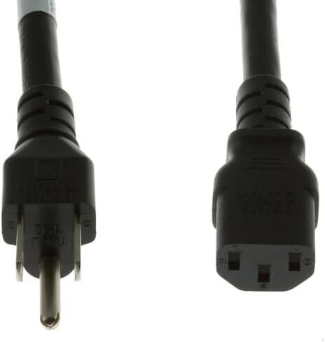 Heavy Duty Computer Power Cord 14 AWG, 15A/125V 5-15P to C13, (NEMA 5-15P to IEC-60320-C13) 3 ft, 3 Prong Power Cord, Black Lifetime Wty in Saudi Arabia