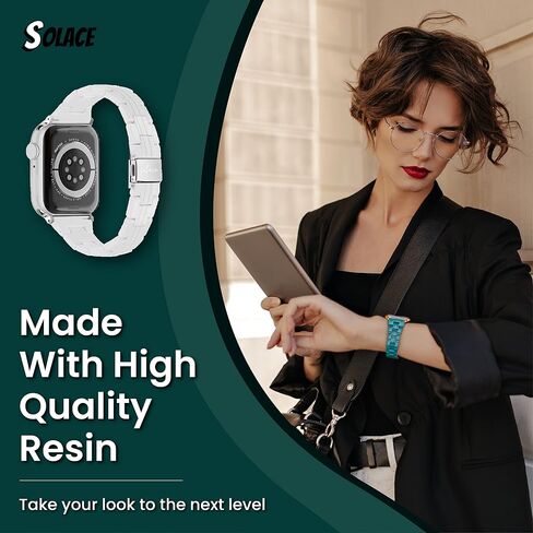 Solace Bands Slim Matte Resin Watch Band - Compatible with Apple Watch Bands for Women and Men, iWatch Bands for 38mm 40mm 41mm 42mm 44mm 45mm 49mm Ultra, SE and Series 8 7 6 5 4 3 2 1 in Saudi Arabia