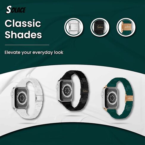 Solace Bands Slim Matte Resin Watch Band - Compatible with Apple Watch Bands for Women and Men, iWatch Bands for 38mm 40mm 41mm 42mm 44mm 45mm 49mm Ultra, SE and Series 8 7 6 5 4 3 2 1 in Saudi Arabia