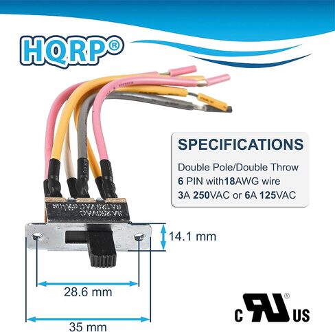 مفتاح عكسي لمروحة السقف HQRP 6-Pin متوافق مع Zing Ear ZE-209-22، SL13B، Canal SL13B-022، Well Tec DR74، Sun-Lite J-301، Shine Top LS-101H، مدرج في قائمة UL in Saudi Arabia