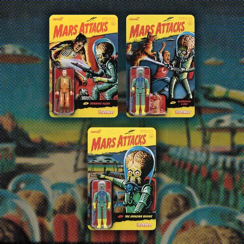 Super7 Mars Attack Glow Bundle -The Invasion Begins, Burning Flesh, and Destroying a Dog 3.75 in Scale Reaction Figures with Accessories Classic Cartoon Collectibles and Retro Toys in Saudi Arabia