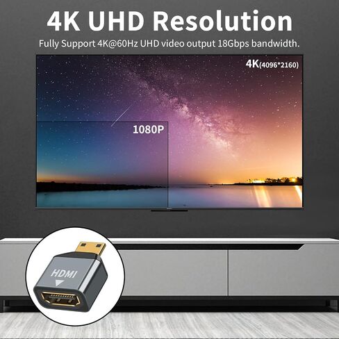 محول Poyiccot Mini HDMI إلى HDMI 4K، 2 حزمة HDMI أنثى إلى محول HDMI صغير ذكر، محول HDMI صغير يدعم 4K 60 هرتز HDR 3D 18 جيجابت في الثانية Dolby لـ DSLR، كاميرا الفيديو، Raspberry Pi، الكمبيوتر المحمول in Saudi Arabia
