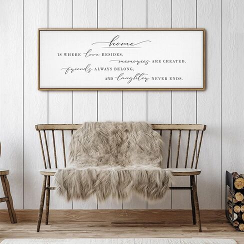 GraceView Home Is Where Love Resides Framed Canvas Wall Decor - 42"x15" Heartwarming Wall Art For Cozy Homes - Fade-resistant Print - Easy Setup In 5 Minutes - Premium Quality (Black) in Kuwait