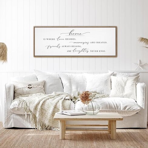 GraceView Home Is Where Love Resides Framed Canvas Wall Decor - 42"x15" Heartwarming Wall Art For Cozy Homes - Fade-resistant Print - Easy Setup In 5 Minutes - Premium Quality (Black) in Kuwait