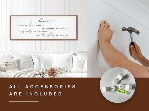 GraceView Home Is Where Love Resides Framed Canvas Wall Decor - 42"x15" Heartwarming Wall Art For Cozy Homes - Fade-resistant Print - Easy Setup In 5 Minutes - Premium Quality (Black) in Kuwait