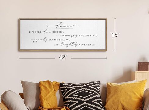 GraceView Home Is Where Love Resides Framed Canvas Wall Decor - 42"x15" Heartwarming Wall Art For Cozy Homes - Fade-resistant Print - Easy Setup In 5 Minutes - Premium Quality (Black) in Kuwait