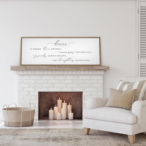 GraceView Home Is Where Love Resides Framed Canvas Wall Decor - 42"x15" Heartwarming Wall Art For Cozy Homes - Fade-resistant Print - Easy Setup In 5 Minutes - Premium Quality (Black) in Kuwait