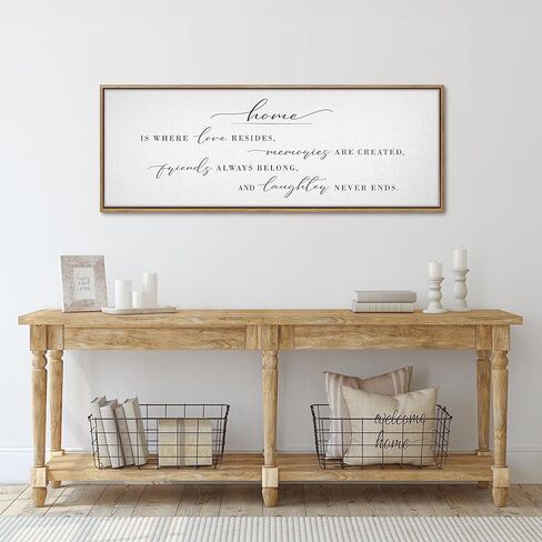 GraceView Home Is Where Love Resides Framed Canvas Wall Decor - 42"x15" Heartwarming Wall Art For Cozy Homes - Fade-resistant Print - Easy Setup In 5 Minutes - Premium Quality (Black) in Kuwait