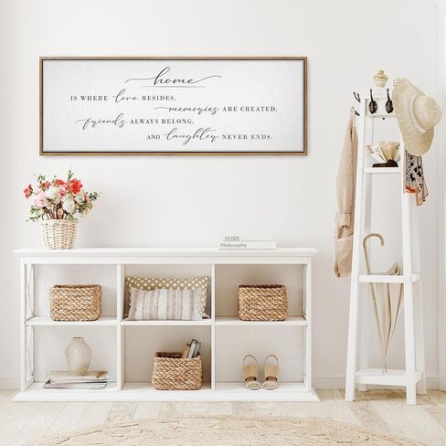 GraceView Home Is Where Love Resides Framed Canvas Wall Decor - 42"x15" Heartwarming Wall Art For Cozy Homes - Fade-resistant Print - Easy Setup In 5 Minutes - Premium Quality (Black) in Kuwait