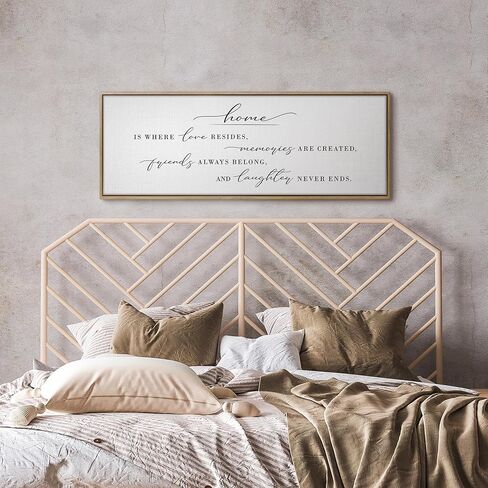 GraceView Home Is Where Love Resides Framed Canvas Wall Decor - 42"x15" Heartwarming Wall Art For Cozy Homes - Fade-resistant Print - Easy Setup In 5 Minutes - Premium Quality (Black) in Kuwait