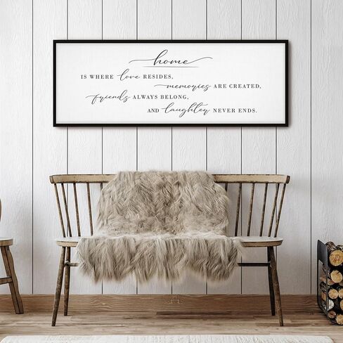 GraceView Home Is Where Love Resides Framed Canvas Wall Decor - 42"x15" Heartwarming Wall Art For Cozy Homes - Fade-resistant Print - Easy Setup In 5 Minutes - Premium Quality (Black) in Saudi Arabia